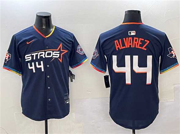 Men%27s Houston Astros #44 Yordan Alvarez Navy 2025 City Connect With Texas Patch Limited Stitched Jersey